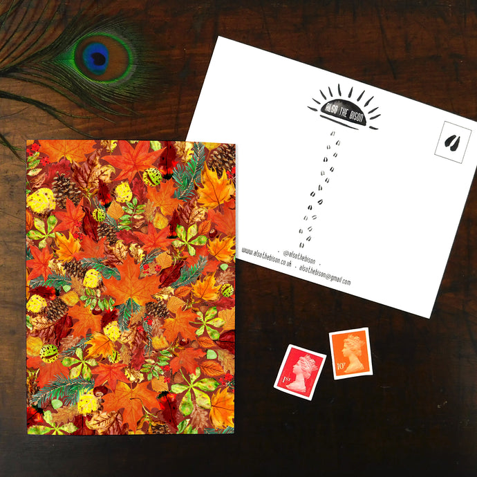 Autumna Fallen Leaf Print Postcard