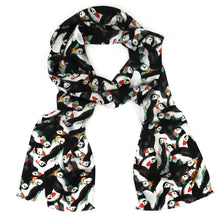 Load image into Gallery viewer, Improbability of Puffins Print Silk Amelia Aviator Scarf