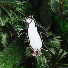 Load image into Gallery viewer, Waddle Chinstrap Penguin Wooden Hanging Decoration