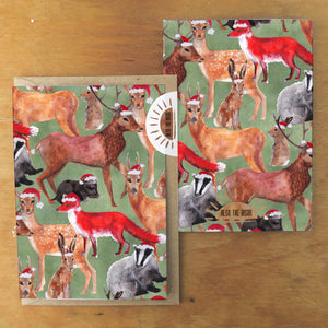 Christmas Sylvan Forest Animals Print Greetings Card