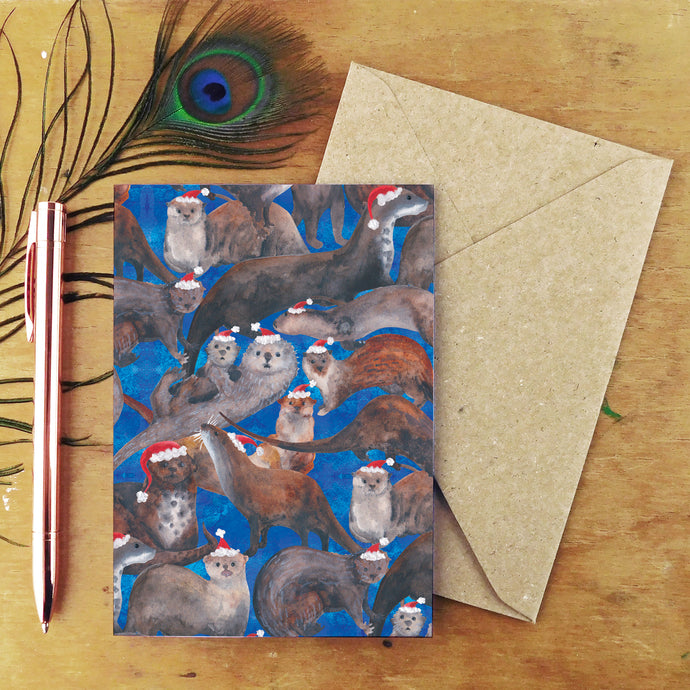 Multipack of Six Raft of Christmas Otters Greetings Cards