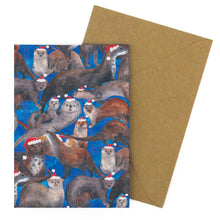 Load image into Gallery viewer, Multipack of Six Raft of Christmas Otters Greetings Cards