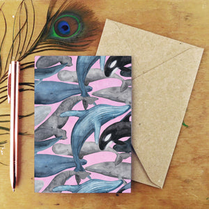 Pod of Whales Greetings Card