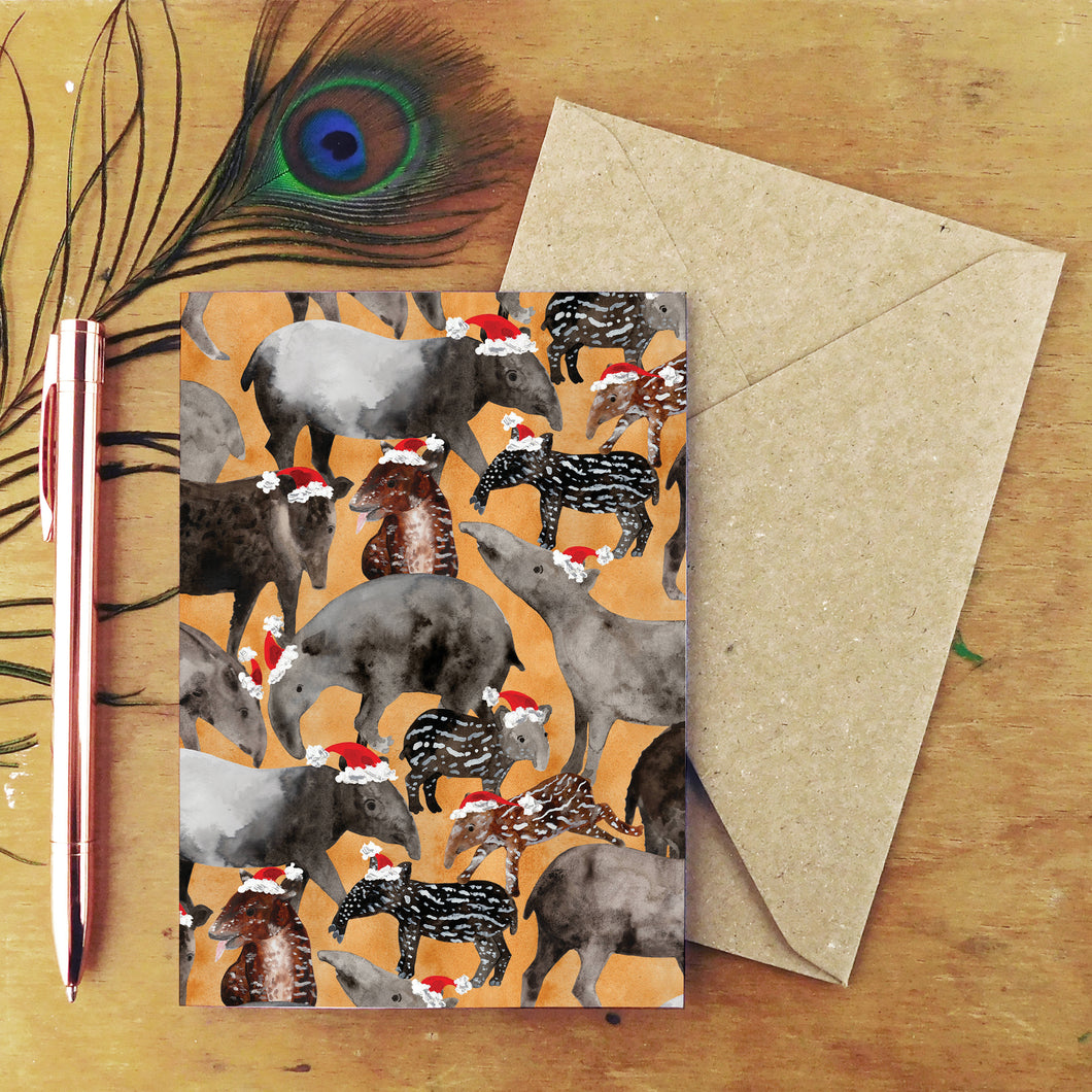 Candle of Christmas Tapirs Greetings Card