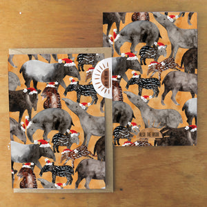 Candle of Christmas Tapirs Greetings Card