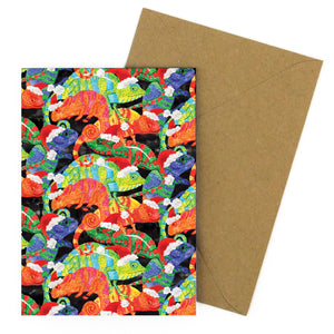 Camouflage of Christmas Chameleons Greetings Card