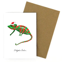 Load image into Gallery viewer, Camouflage Christmas Dwarf Chameleon Greetings Card