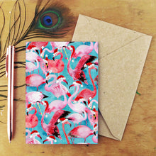 Load image into Gallery viewer, Flamboyance of Christmas Flamingos Greetings Card