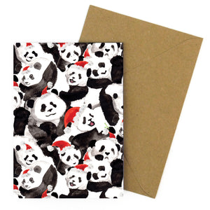 Embarrassment of Christmas Pandas Greetings Card
