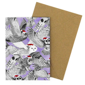 Parliament of Christmas Owls Greetings Card