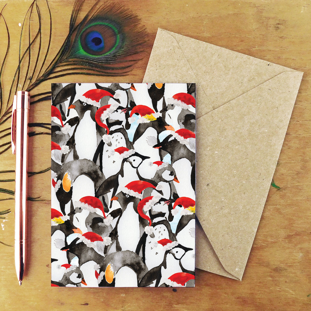 Waddle of Penguins Christmas Card