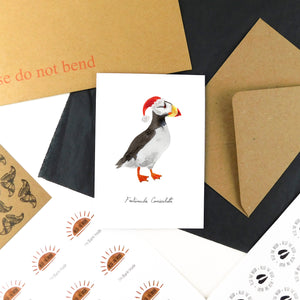 Improbability Horned Puffin Christmas Card