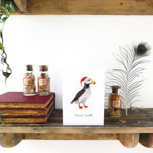 Improbability Horned Puffin Christmas Card