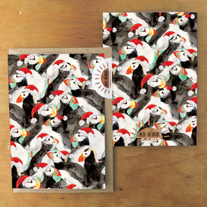 Improbability of Christmas Puffins Greetings Card