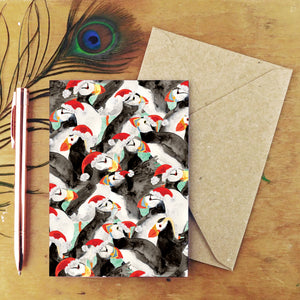 Multipack of Six Improbability of Christmas Puffins Greetings Cards