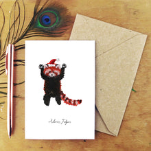 Load image into Gallery viewer, Pack Christmas Standing Red Panda Greetings Card