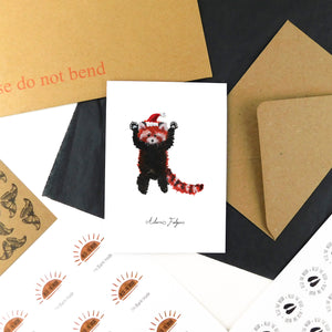 Pack Christmas Standing Red Panda Greetings Card