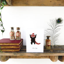 Load image into Gallery viewer, Multipack of Six Christmas Standing Red Panda Greetings Cards