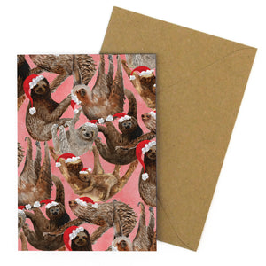 Sleuth of Christmas Sloths Print Greetings Card