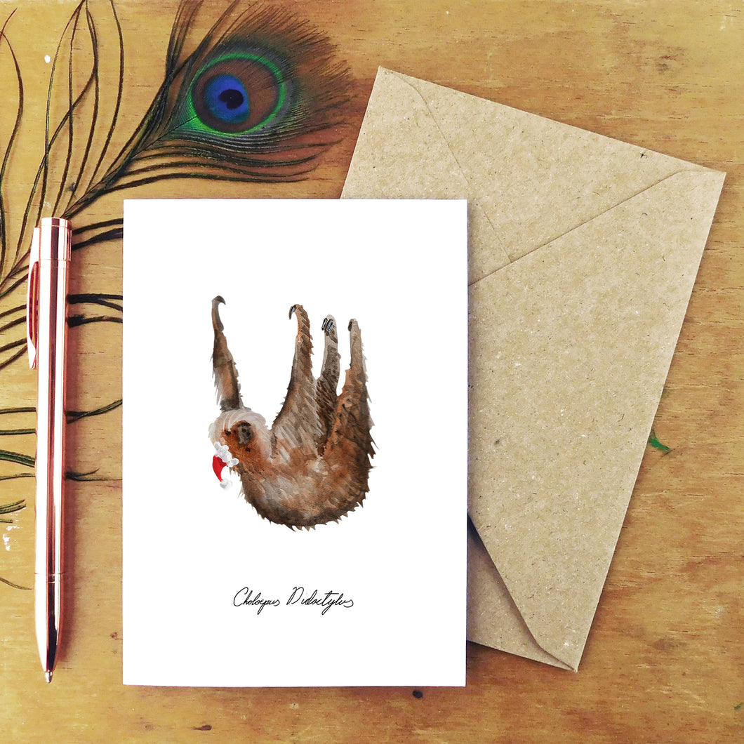 Sleuth Christmas Two-Toed Sloth Greetings Card