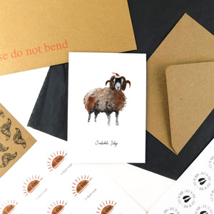 Flock Christmas Swaledale Sheep Greetings Card