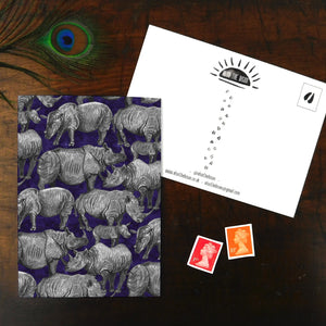 Crash of Rhinos Print Postcard