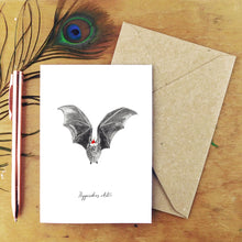 Load image into Gallery viewer, Chiroptera Christmas Dusky Leaf Nosed Bat Greetings Card