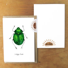 Load image into Gallery viewer, Coleoptera Green Beetle Greetings Card