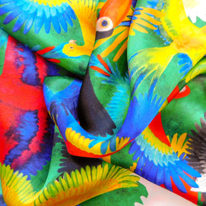 Psittacidae Parrot Print Silk Scarf