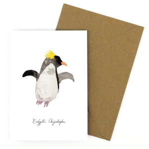 Waddle Macaroni Penguin Greetings Card