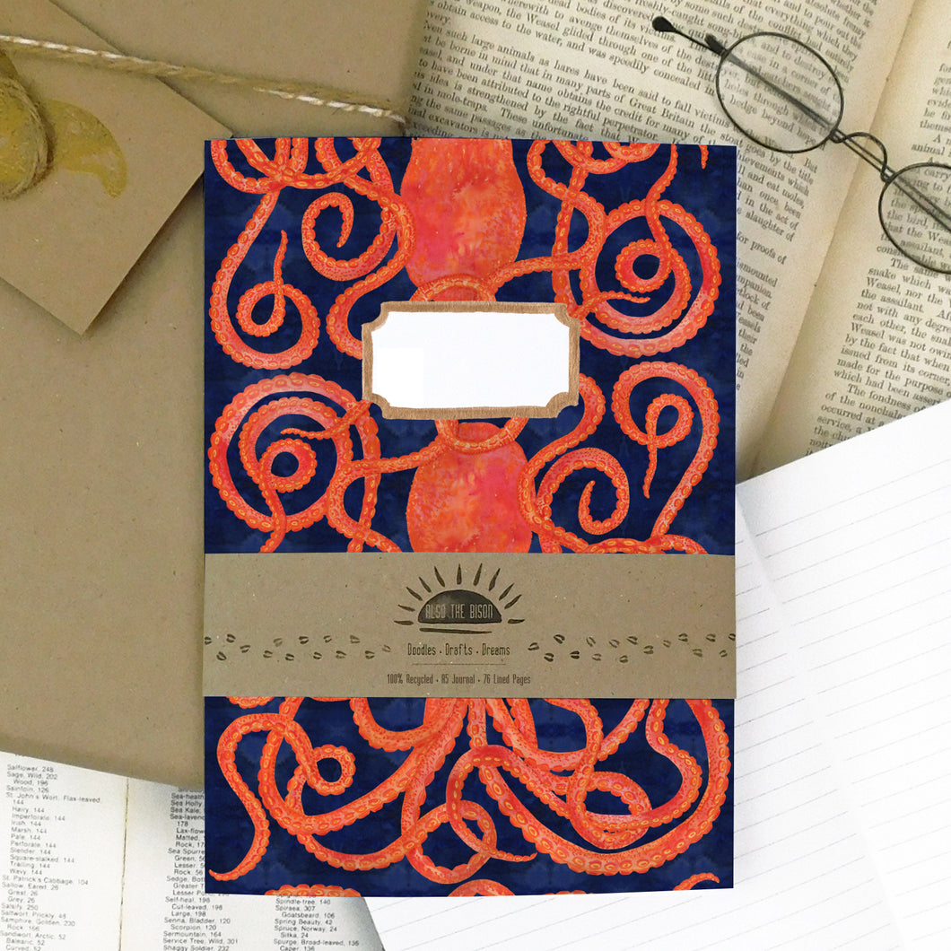 Octopoda Octopus Print Lined Journal