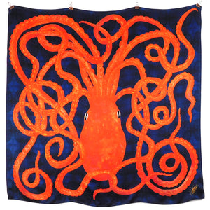 Octopoda Octopus Print Silk Scarf