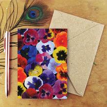 Load image into Gallery viewer, Viola Pansy Greetings Card