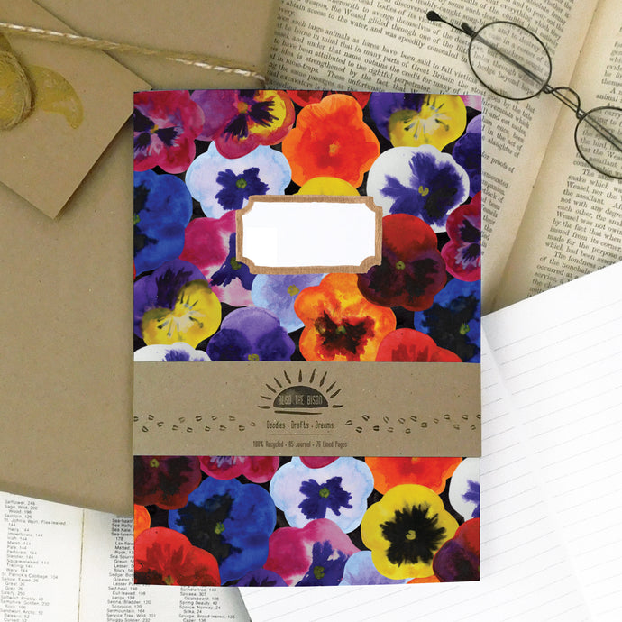Viola Pansy Print Lined Journal