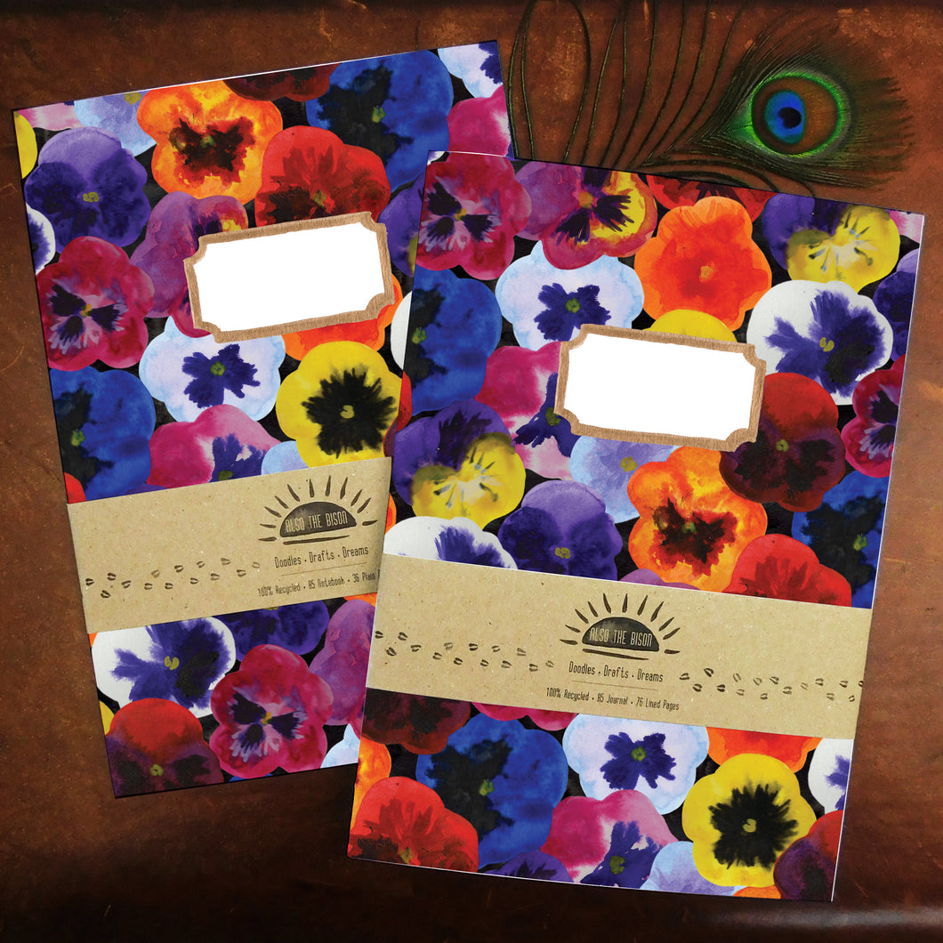 Viola Pansy Print Journal and Notebook Set