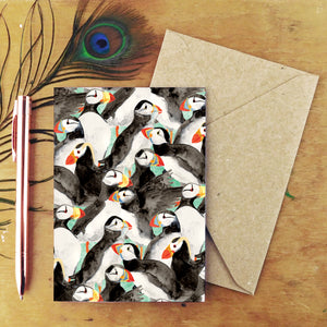 Improbability of Puffins Greetings Card