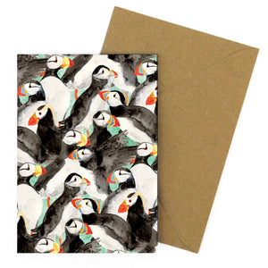 Improbability of Puffins Greetings Card