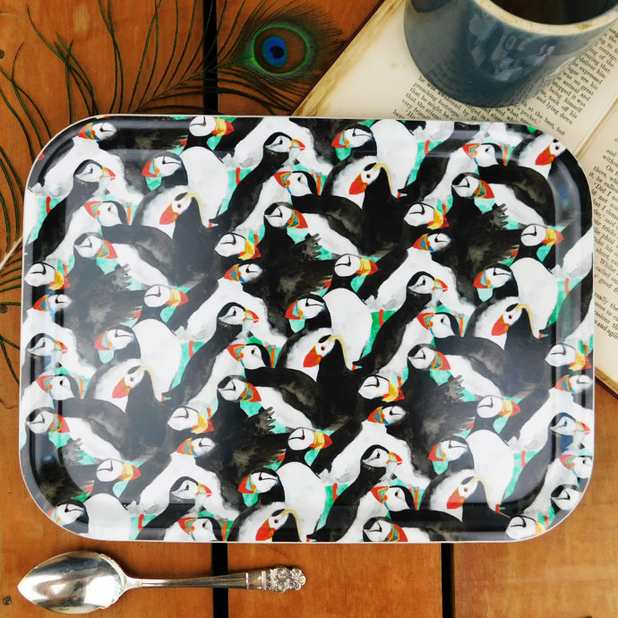 Improbability of Puffins Print Small Tray