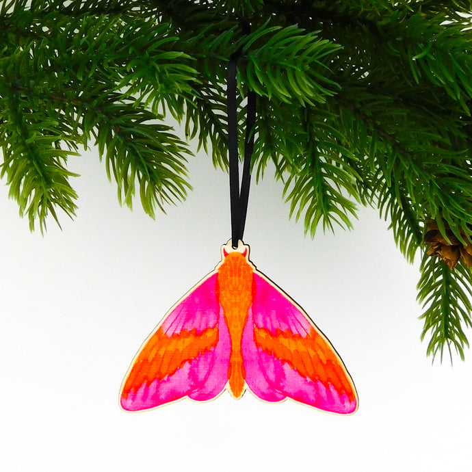 Rosy Maple Moth Wooden Hanging Decoration
