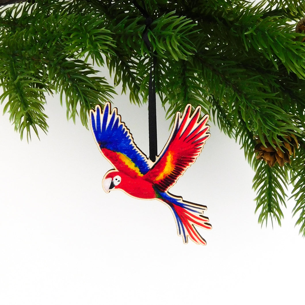Psittacidae Scarlet Macaw Wooden Hanging Decoration