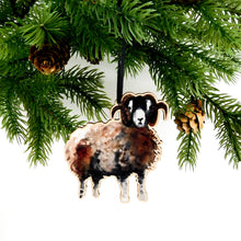 Load image into Gallery viewer, Flock Swaledale Sheep Wooden Hanging Decoration