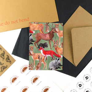 Sylvan Forest Animals Print Greetings Card