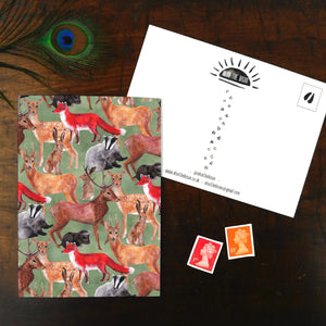 Sylvan Forest Animal Print Postcard