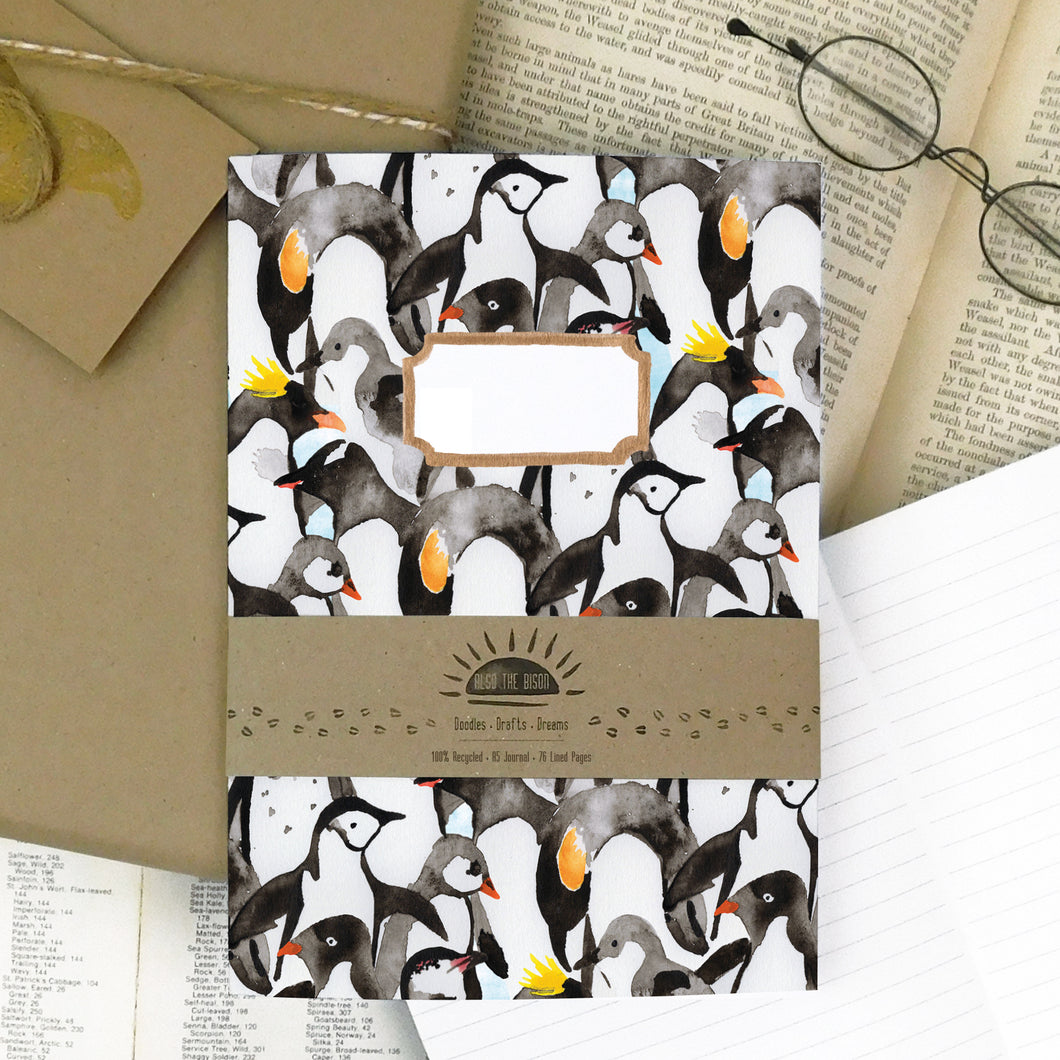 Waddle of Penguins Print Lined Journal