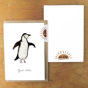 Waddle Chinstrap Penguin Greetings Card