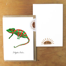 Load image into Gallery viewer, Camouflage Cape Dwarf Chameleon Greetings Card