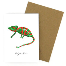 Load image into Gallery viewer, Camouflage Cape Dwarf Chameleon Greetings Card