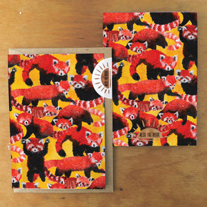 Pack of Red Pandas Print Greetings Card