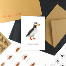 Load image into Gallery viewer, Improbability Horned Puffin Greetings Card